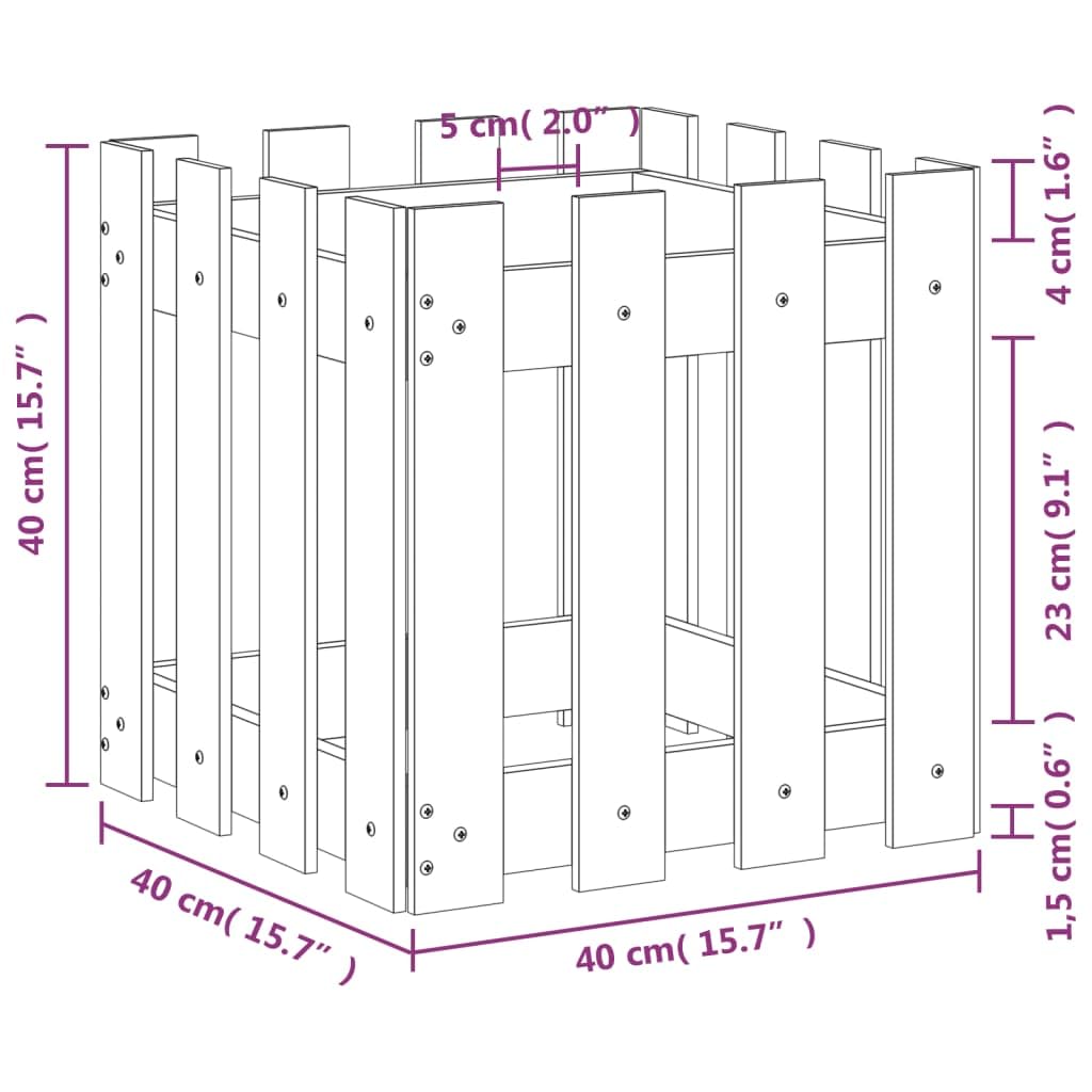 Fioriera a doghe in legno di pino impregnato in autoclave, 40 x 40 x 40 cm, resistente alle intemperie, per giardino, balcone, terrazza, vaso versatile con foro di drenaggio