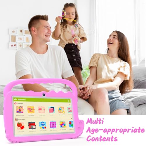Image of YQSAVIOR Kids Tablet, 7inch 4 GB RAM | Android 12 | 32GB ROM | Bluetooth, IPS Screen, Parental Control, Dual Camera, Shockproof Case | Educational, Games, Pink Case