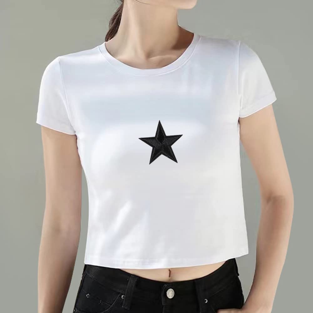 Lot De 12 Patchs étoiles Brodés Noirs – Appliques à Repasser Ou à Coudre, 2 Tailles – Pour Customiser Vêtements, Sacs, Chapeaux