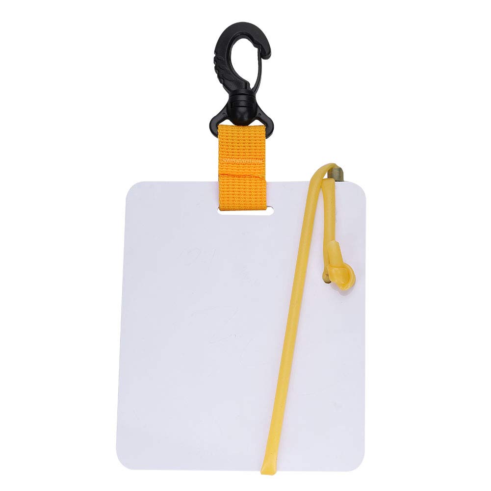 Underwater Writing Slate Board with Swivel Clip and Pencil for Water Sports Diving Swimming PC White 15.3x12.7cm Lightweight