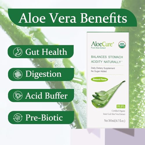 AloeCure USDA Organic Aloe Vera Juice Made Within 12 Hrs of Harvest - Pure Aloe Juice Natural Digestive Supplement to Support Digestion, Immune System and Balanced Stomach Acidity, 500ml Bottle - Image 3
