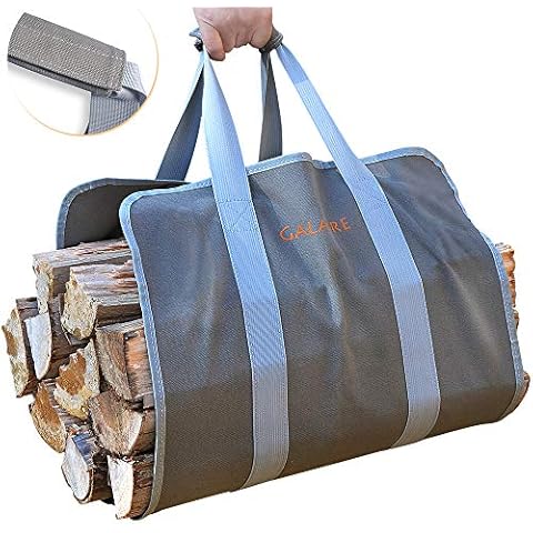 GALAFIRE Premium Quality Supersized Firewood Carrier Log Tote Heavy 16oz Canvas Comfortable Padded Handles Foldable with Hook and Loop Cover