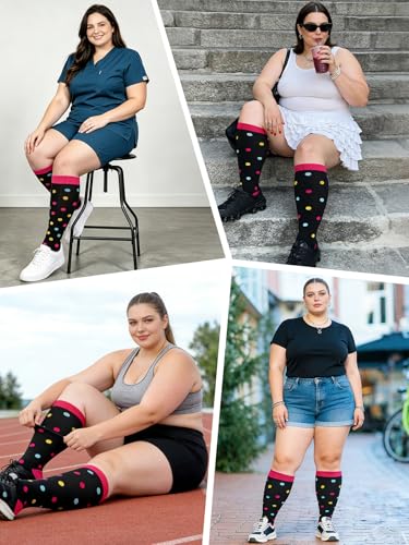 Image of LOUSGUTA Open Toe Plus Size Compression Socks for Women & Men 15-20 mmhg Toeless Wide Calf Compression Support Knee High Socks
