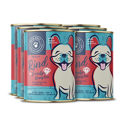 Produktbild von Pets Deli Breed Fit Nassfutter Rind mit Buchweizen, Karotte und Blaubeere für Hunde - 6 x 400 g