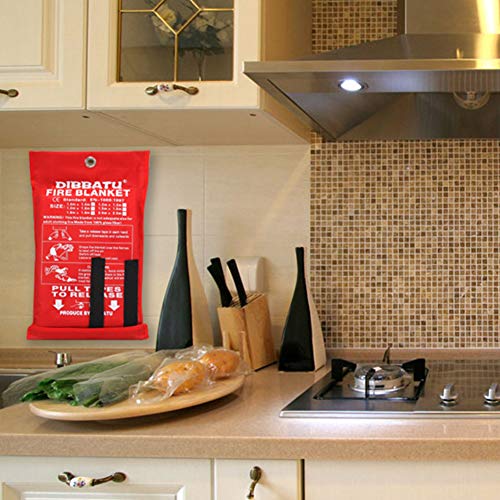 DIBBATU Fire Blanket Emergency for Kitchen, Suppression Flame Retardent Safety Blanket for Home, Schooll, Fireplace, Grill, Car, Office, Warehouse (2 Pack)