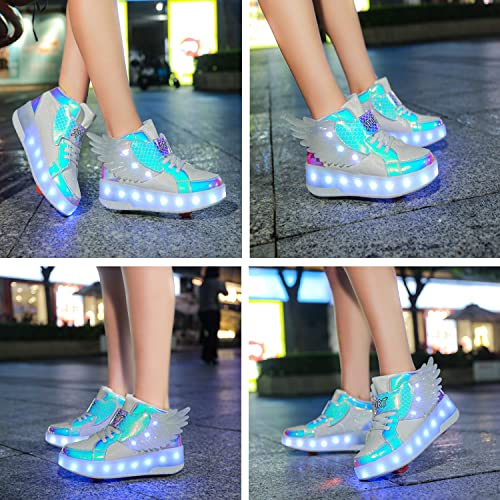Aikuass Shoes With Wheels For Girls Boys Wing Design Led Light Up Roller Skate Shoes Usb Rechargeable Skate Sneakers Shoes With Wheels Roller Shoes Gifts For Christmas Birthday Party thumb #6