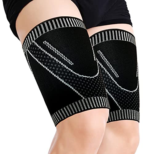 Goosom Cuisse Brace Support, 1 Paire Support Bandage Compression de Cuisse, Antidérapant et Respirante pour Sports, Unisexe T30 (L) Cover