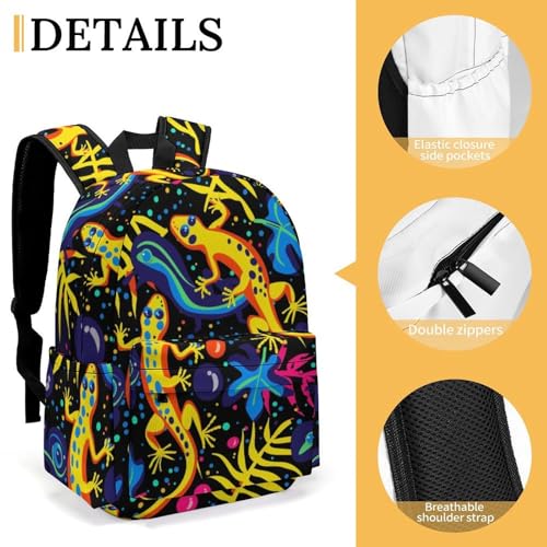 16 Inch Backpack Yellow Lizard Geckos Laptop Backpack School Bookbag Shoulder Bag Casual Daypack3