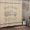Piper classics fresh picked shower curtain printed blue farm truckproduce flowers 72 x 72 bathroom curtain  urban country home decor
