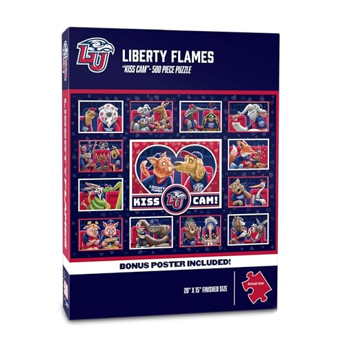 Image of YouTheFan NCAA Liberty Flames inchKiss Cam inch 500 Puzzle | 500 Pieces, 15 inch X 20 inch Size, Original Artwork, Humorous Illustrations, Officially Licensed, Fun Fan Gift