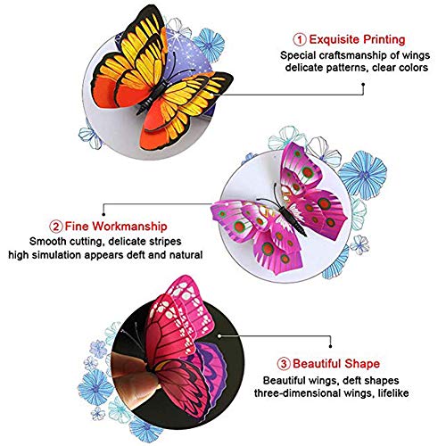 3D Butterfly Wall Stickers Decor 24 Pcs Luminous Colorful Butterfly Wall Decals For Kids Girls Baby Women Bedroom Living Room Wall Art Decor Removable Mural Sticker Butterflies Wall Art Decorations #TOP3