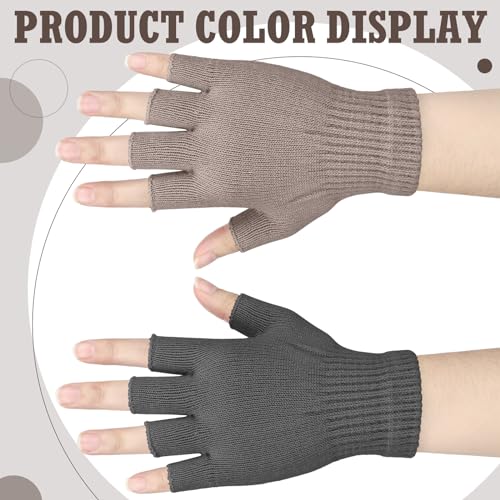 Image of SATINIOR 4 Pairs Winter Half Finger Gloves Knitted Fingerless Mittens Warm Stretchy Gloves for Men and Women