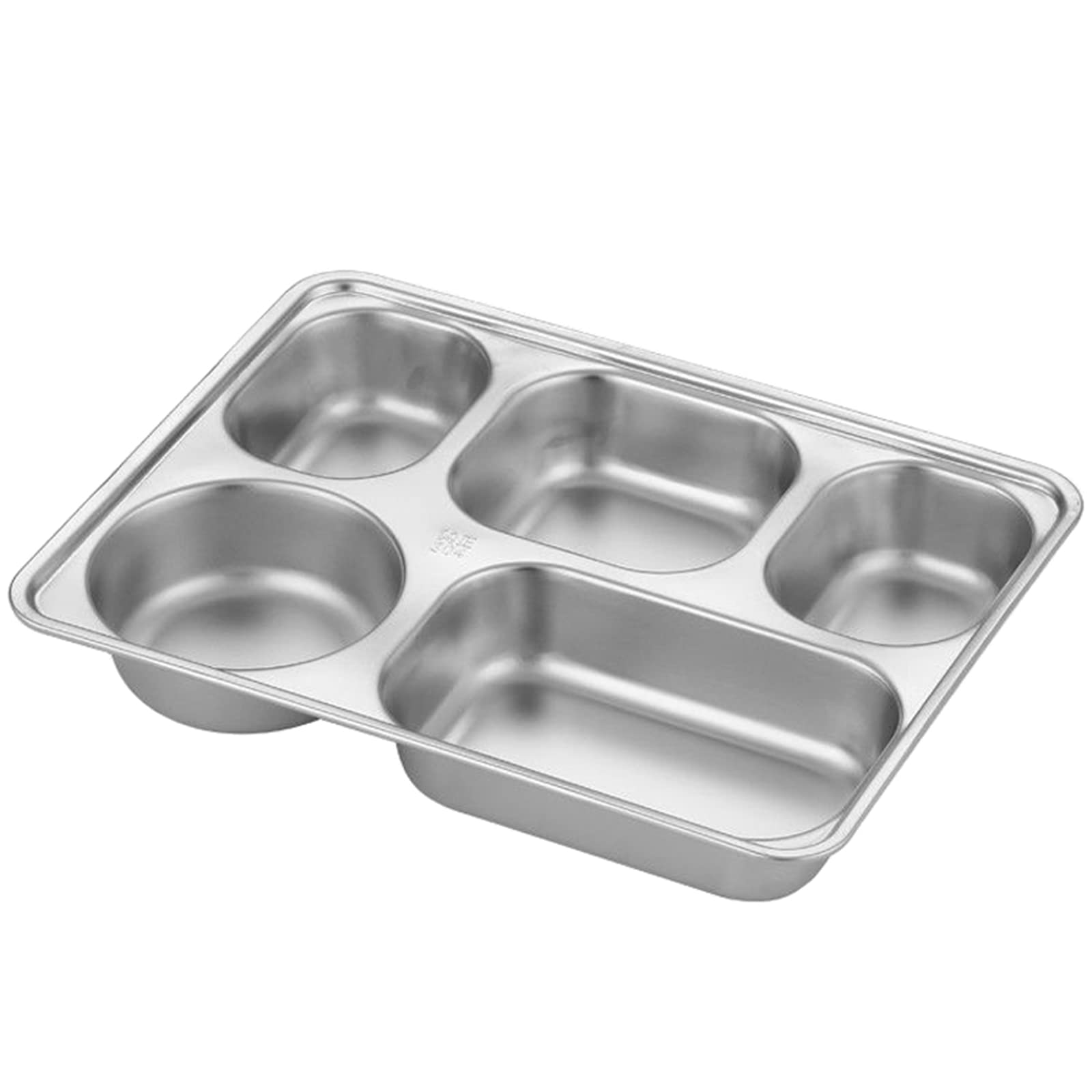 Rectangular Dividido Platos De Comida Bandeja Paquete De 100, 4 Secciones /5 Secciones Acero Inoxidable Fuente De Servicio De Metal Para Adultos, Niños, Campistas Y Control De Porciones,5 Sections