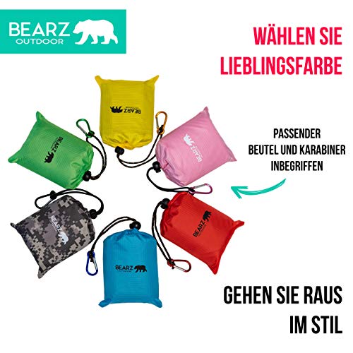 BEARZ Outdoor Decke, Reisedecke, Kompakt Picknickdecke Wasserdicht - Ultraleicht Camping Sitzunterlage Outdoor, Stranddecke Sandfrei, Kleine Campingdecke - Festival, Camping und Wandern Zubehör (Grün)