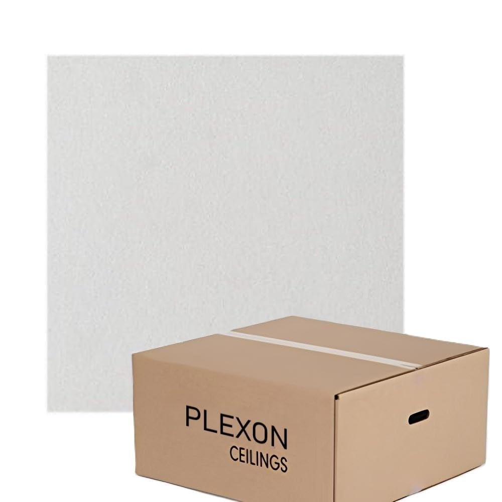 32 Pack of Plexon 12" x 12" Ceiling Tiles, Smooth Finish, White - Compatible with Armstrong Ceiling Tiles 12x12