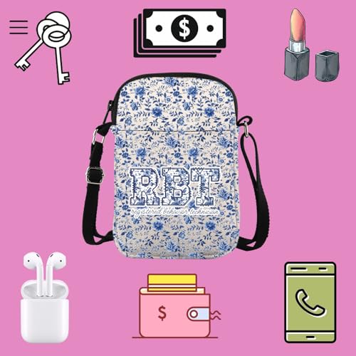 TSOTMO Behavior Therapist Gift RBT Registered Behavior Technician Crossbody Bag ABA BCBA Floral Behavior Analyst Gift3