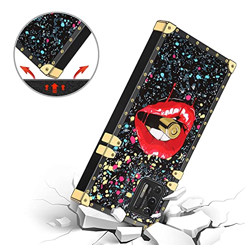 Jakpak For Motorola Moto G Stylus 4G 2021 Case With Kickstand Cute Cover For Girls Tpu Luxury Case With Strap Shockproof Protective Heavy Duty Case For Motorola Moto G Stylus 4G 2021 Lip Black #TOP5