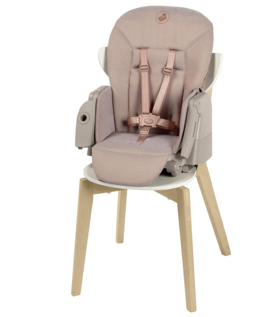 Maxi-Cosi Minla Plus, chaise haute évolutive de 0 à 14 ans (0–60 kg), avec plateau pivotant à une main, 4 roues, 9 hauteurs, 5 inclinaisons, pliable compact, Elegance Terra.