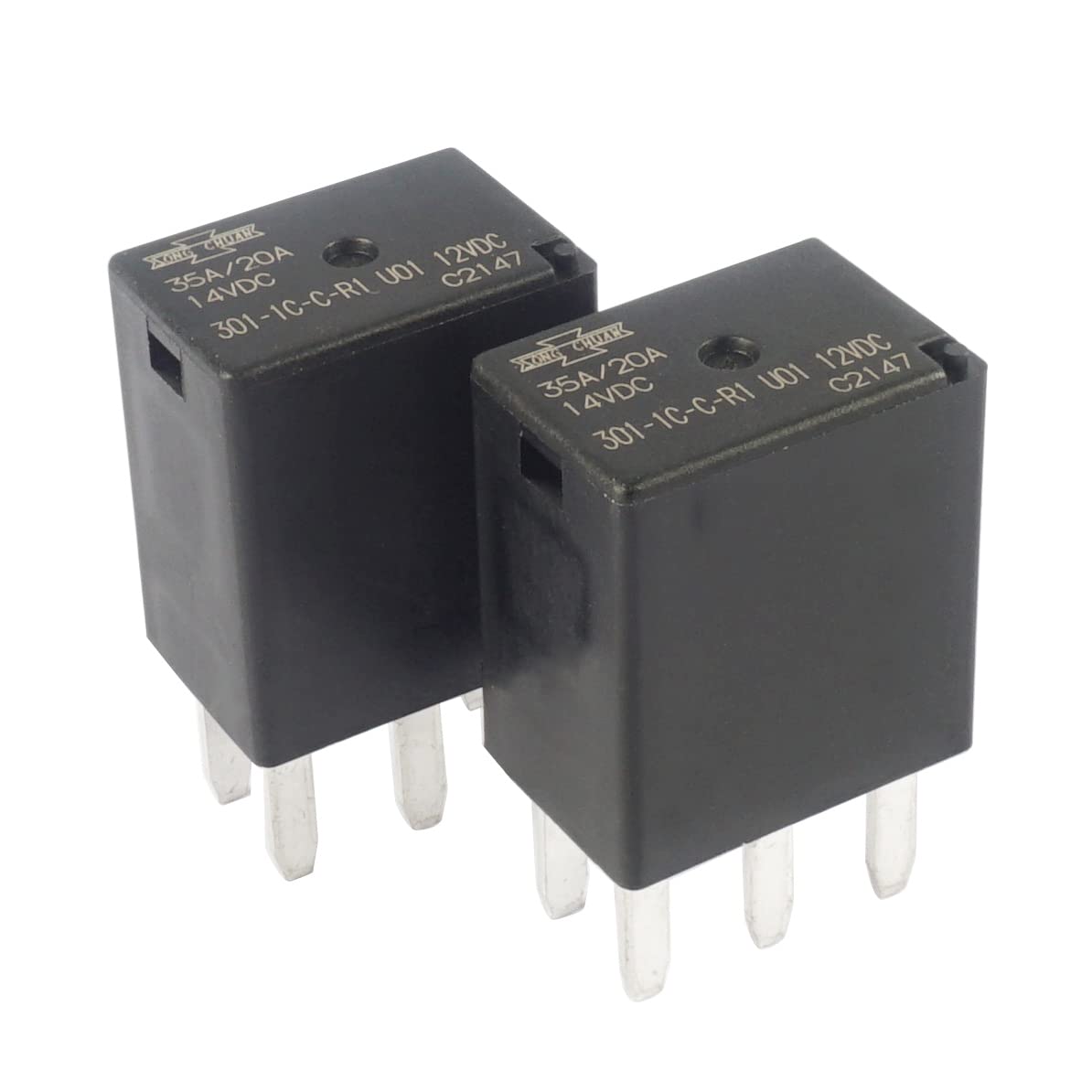 (Pack of 2) 301-1C-C-R1 U01 12VDC Automotive Relay 5 Pins SPDT