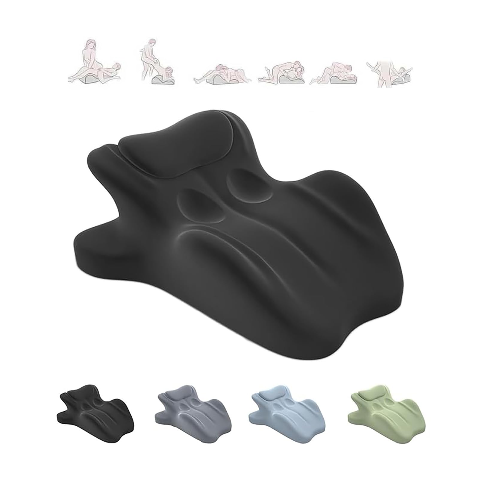 Cuscino per coppia ChiroMonk, cuscino per coppia a 27 gradi per l'intimità, cuscino a cuneo in memory foam per supporto intimo e schiena, cuscini per coppias con funzione di rimbalzo (Black)