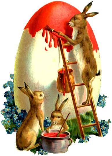CafePress Easter Rabbits Painting Small Die Cut Sticker, 3"x4" Matte Finish