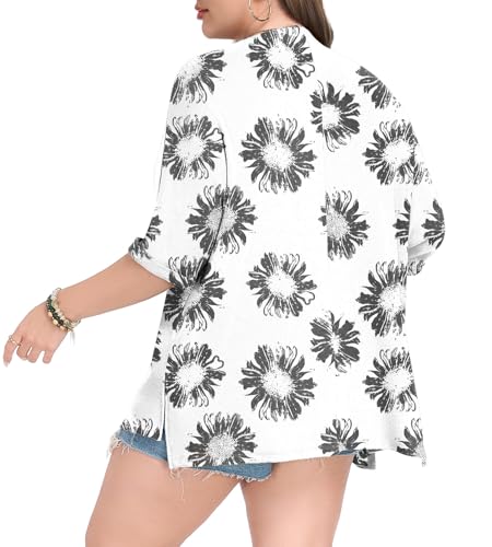 Image of Lastshe Womens Plus Size Cardigan Short Sleeve Lightweight Loose Cover Ups Open Front Sweaters Summer Cardigan