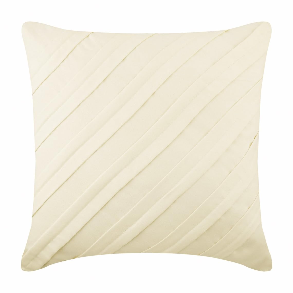 The HomeCentric Cream Decorative Cushion Cover, Textured Pintucks Solid Color Cushioncases, Pack of 2, 45x45 cm (18"x18") Faux Suede Cushion Cover, Contemporary - Contemporary Light Cream