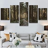 SIGNWIN 5 Panel Canvas Wall Art Rustic Woods for Home Decorations Ready to Hang - 60