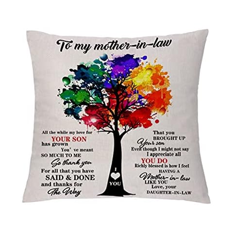 aligarian Mother In Law Cushion Cover Linen Pillowcase Mother-in-law Appreciate Birthday Gift Hug Pillow Cases Mothers Day Cushion Case Christmas Thanksgiving Present Thank You for Warm Smiles (Type4) Cover