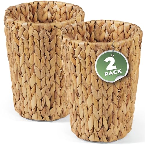 84ECO 2-Pack Wicker Trash Cans - Rattan Trash Can...