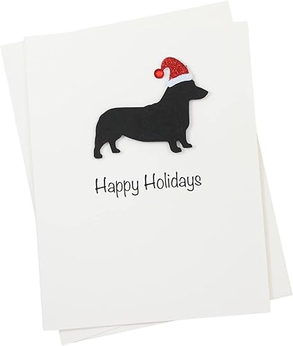 Miniatura 92 de Black Australian Shepherd Christmas Cards Pack of 10 Handmade Aussie Holiday Notecards White Base Dog with Santa Hat Black,Chocolate