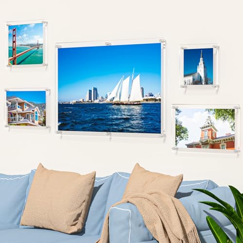 Niubee NBPN-248K Clear Acrylic Wall Mount Floating Frameless Picture Frame Up To 18X24 Photo For Poster Photography Frames-Double Panel thumb #3