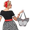 W WIDMANN MILANO Party Fashion 10679 - Handtasche 50er Jahre, Schwarz-Weiß gepunktet, Accessoire, Retro, Karneval, Mottoparty #3