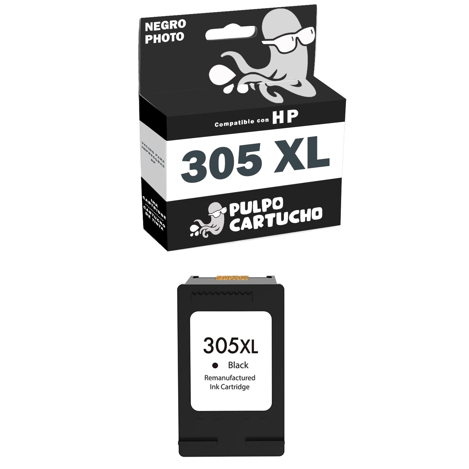 Pulpo Cartucho - Ink Cartridge 305 XL (700 pages) Black Compatible with HP 305 XL/Ref. 3YM62AE - XL - High Capacity - Suitable for DeskJet/DeskJet Plus/Envy/Envy Pro Printers