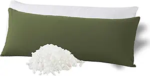 WhatsBedding Memory Foam Body Pillow with Breathable Zippered Cotton Cover, Full Body Pillow for Adults, Long Pillow for Sleeping, Firm Pillow Fluffy Supportive, Forest Green