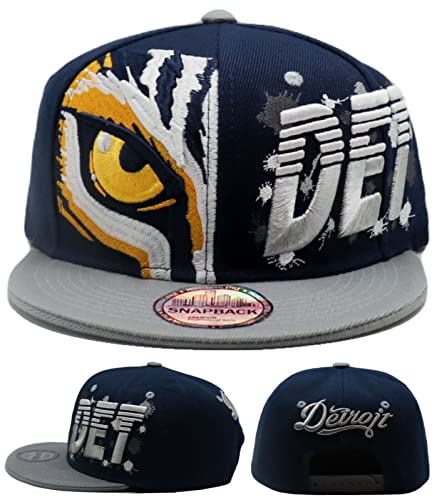 Detroit New Leader Premium Splash Eye of The Tiger Blue Gray Era Snapback Hat Cap miniatura 1