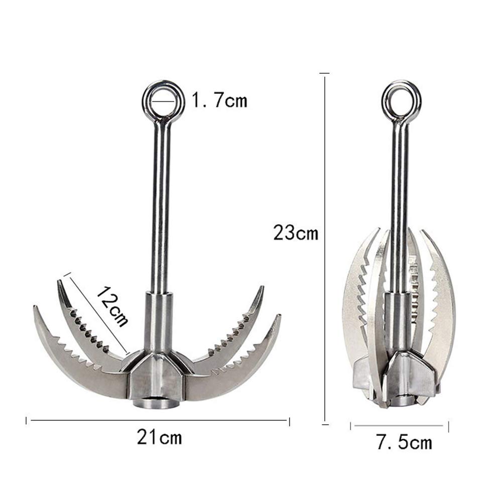 Grappling Haken mit Seil, Grappling Haken Karabiner mit Nylon Seil Anker Haken Faltbarer Edelstahl Karabiner Haken Klaue Outdoor Klettern Wandern 880Ibs