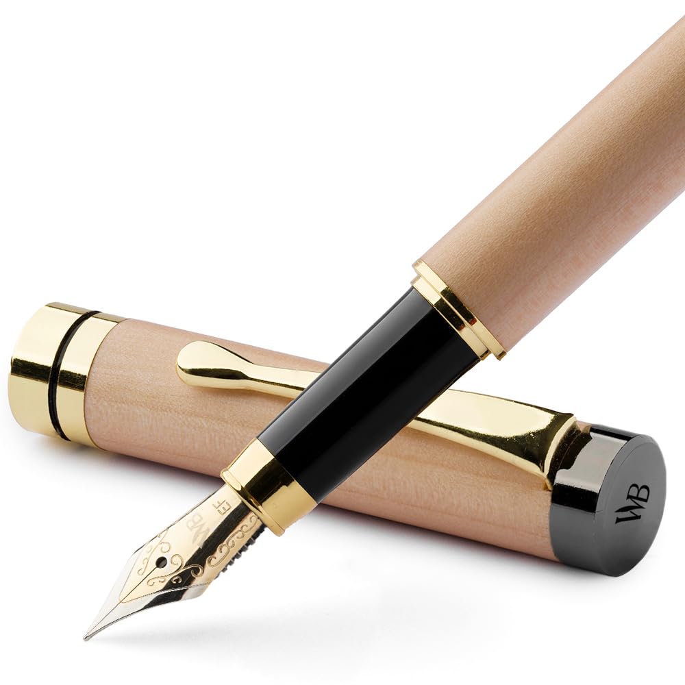 Wordsworth &amp; Black Bamboo Wood Fountain Pen Set for Writing, Extra Fine Nib