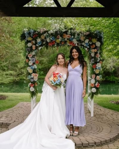 Women's Pleated Bridesmaid Dresses for Wedding Satin V Neck Spaghetti Straps Formal Party Dress DE1903