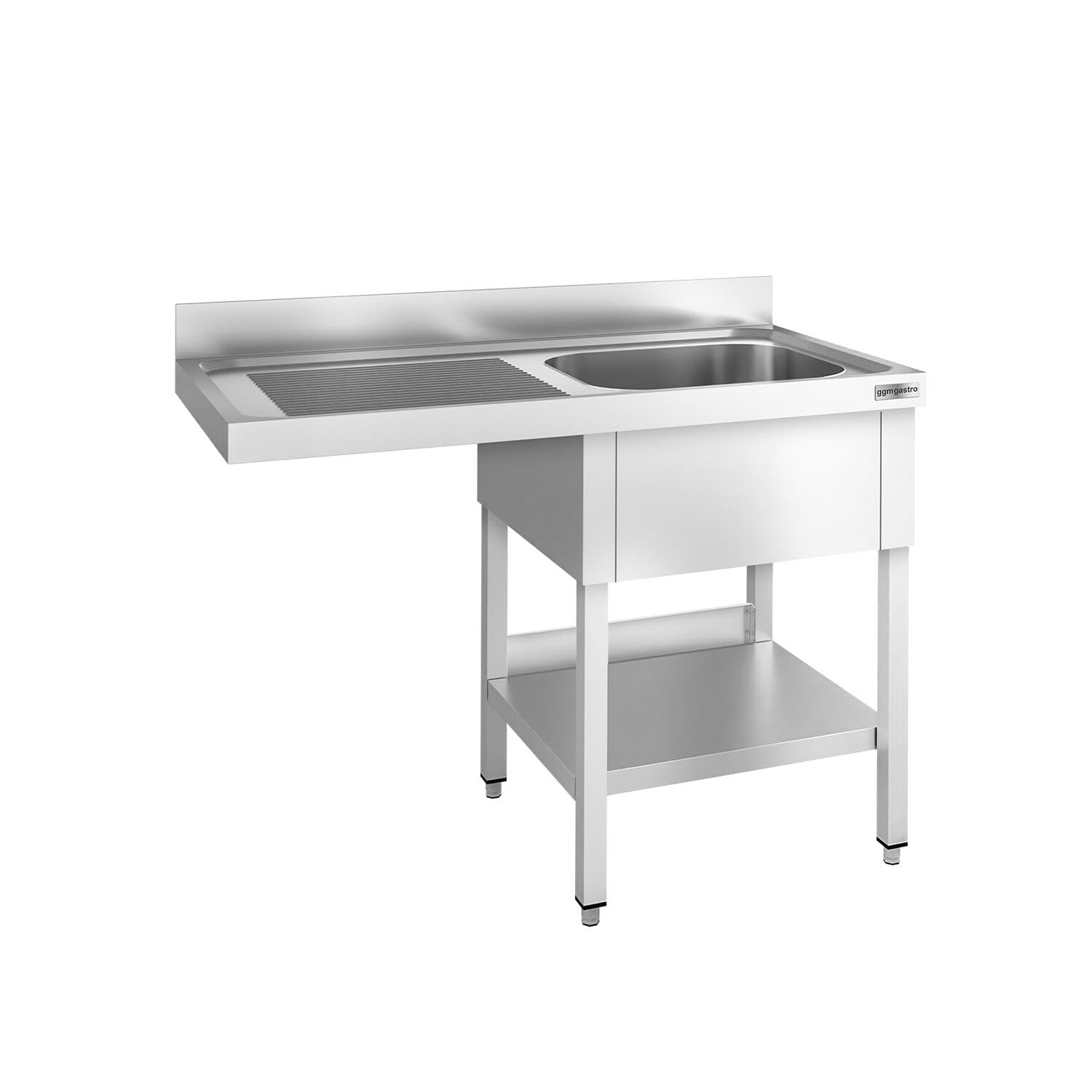 GGM Gastro | STK146SBR1 | Spülmaschinen-Spültisch - 1400x600mm - mit 1 Becken rechts