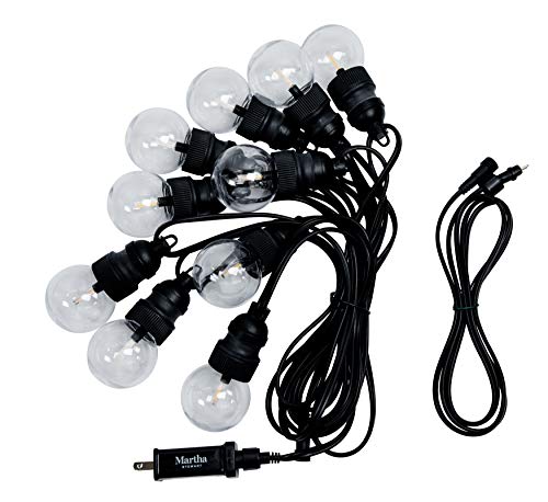 Martha Stewart Garden, LED Globe Light Strand, 20 feet, Black Cord with Warm White Bulbs