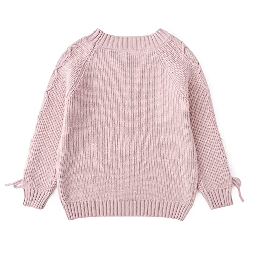 Curipeer Girl’s Long Sleeve Knit Sweater Lace Up Crewneck Cute Pullover Holiday 5-13Y2