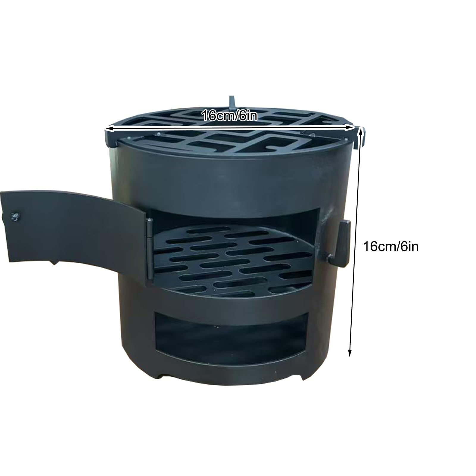 Poêle à Bois 16 Cm Poele a Bois en Fonte, avec Grilles, pour Chauffer et Cuisiner, Idéal pour la Cuisine en Plein Air, la Randonnée et Les Pique Niques
