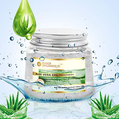 Image of Khadi Organique Aloe Vera Gel for Face | Hydrating, Soothing & Moisturizing Pure & Natural Aloe Vera Anti-Acne Gel Moisturizer for Dark Circles | For Women & Men of All Skin Types - 200gm