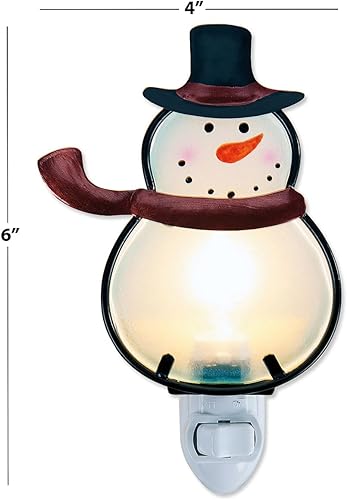 Miniatura 2 de Current Luz nocturna decorativa con diseño de muñeco de nieve de vitral, 6 pulgadas de alto, decoración de Navidad para vacaciones de invierno