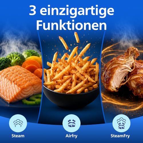 Philips Steam Airfryer 5000 Megabasket Hot Air Fryer, Silver, 9.5 L