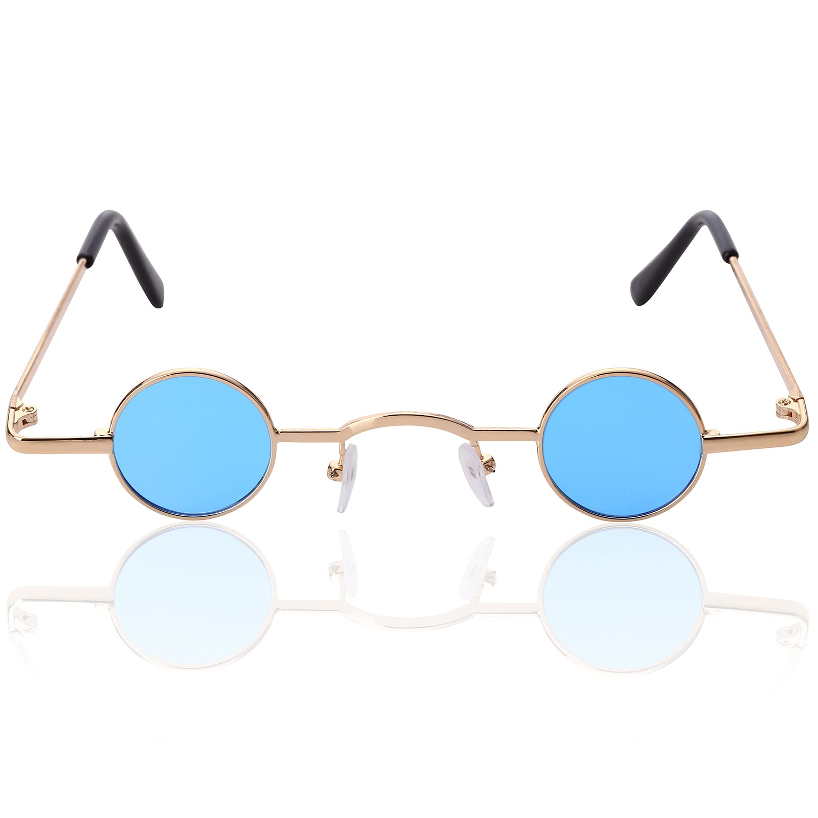 JUFORHQC Minimal Sunglasses in The World Retro Glasses Out-of-The-Ordinary Sunglasses with Extremely Small Lenses Unisex(Color:F)