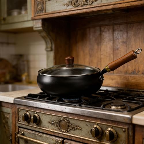 Wok de hierro con tapa y asa desmontable 24 cm miniatura 2