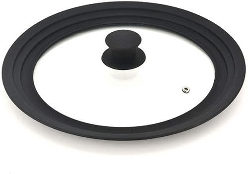 Tapa universal para sartenes, ollas y sartenes de vidrio templado con borde de silicona de grado alimenticio, resistente al calor, compatible con