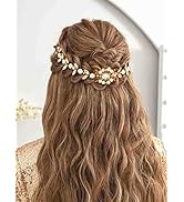 CASDRE Pearl Bride Wedding Hair Vine Gold Champagne Rhinestone Bridal Headband Headpiece Crystal ...